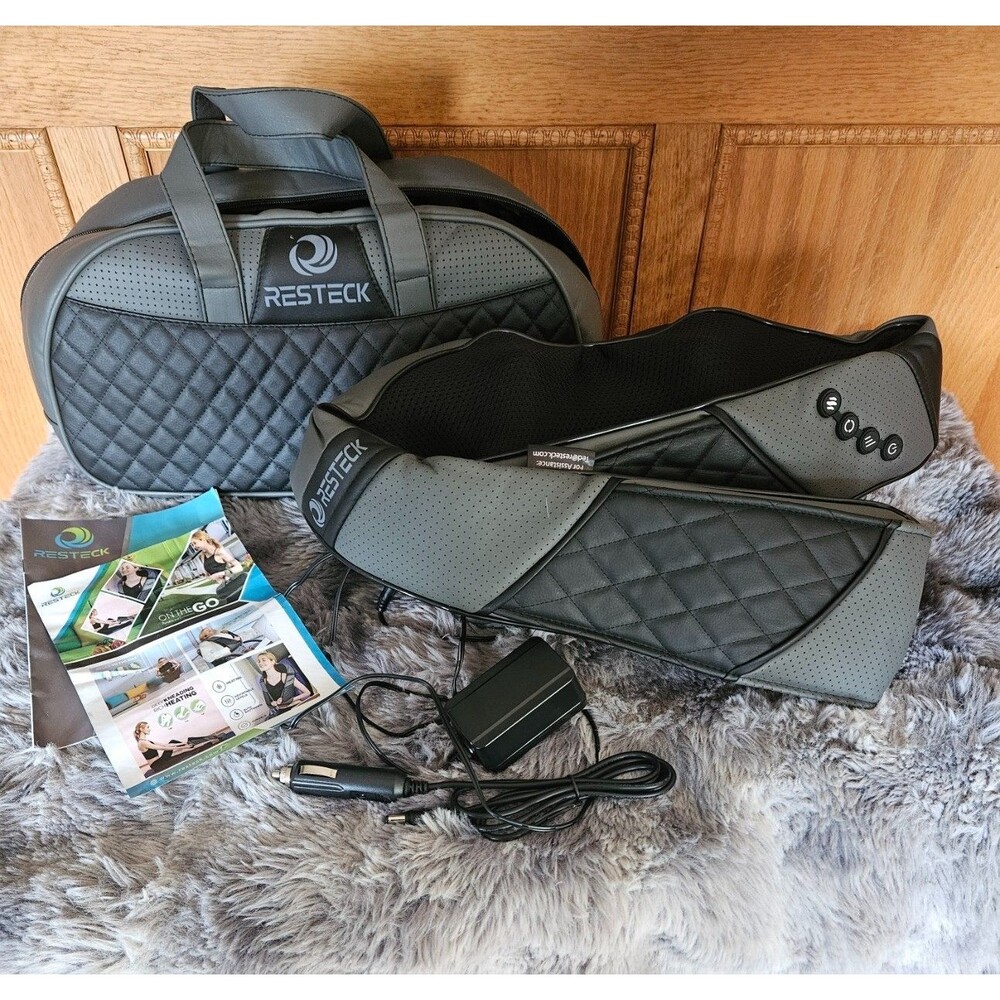 RESTECK SHIATSU BLK/GRY KNEADING,HEAT SETTING, MASSAGER NWOB